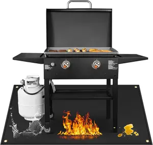 Grill Mats for Outdoor Grill Compatible with Blackstone 28 & 36in Griddle to Protect Deck and Patio, Fireproof Griddle Mat, Griddle Accessories Compatible with Blackstone Griddle, 65x48x0.02in, Black