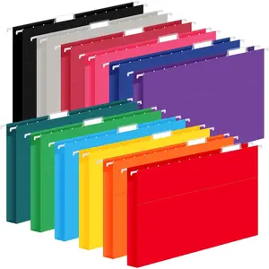 12 Pack  File Folders, Letter Size with 1/5-Cut Adjustable Tabs, 12 Selected Color - File Folder Organizer for Filing Cabinet Office , Designed for Bulky Files,  Charts