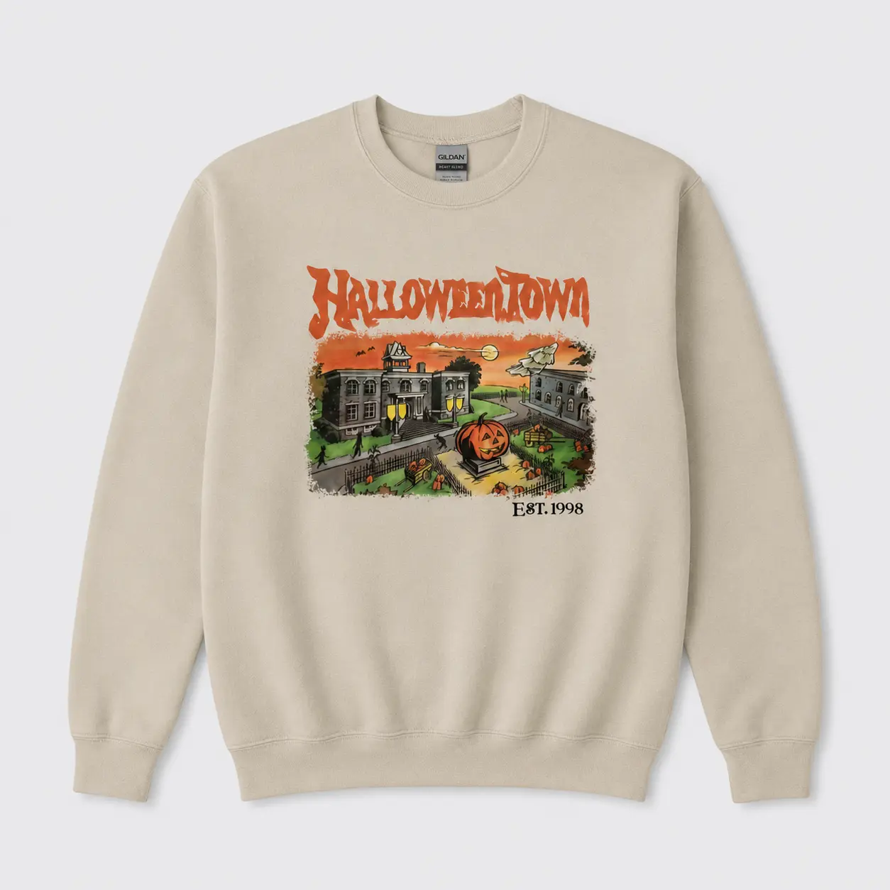 Retro Halloween Town Sweatshirt, Pumpkin Plaza Crewneck, Vintage Spooky Village Graphic, Fall Outfit