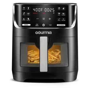 Gourmia 6-Qt Digital Window Air Fryer with 12 Presets & Guided Cooking Black