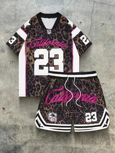 2-Piece Leopard Print Basketball Jersey Set, California Streetwear Style with Number 23 & WIN Logo, Breathable Athletic Wear Gymwear for Men and Women in Gym or Casual Outfits