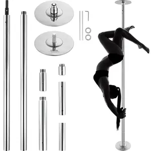 summervibes summervibesVEVOR Professional Dancing Pole, Spinning Static Dancing Pole Kit, Portable Removable Pole, 45mm Heavy-Duty Stainless Steel Pole, Height Adjustable Fitness Pole, for Exercise Home Club Gym, Silver