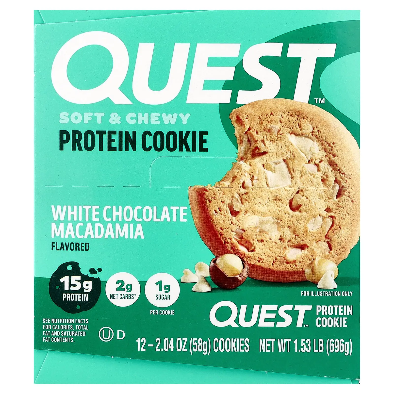 Quest Nutrition Protein Cookie, White Chocolate Macadamia, 12 Cookies, 2.04 oz (58 g) Each