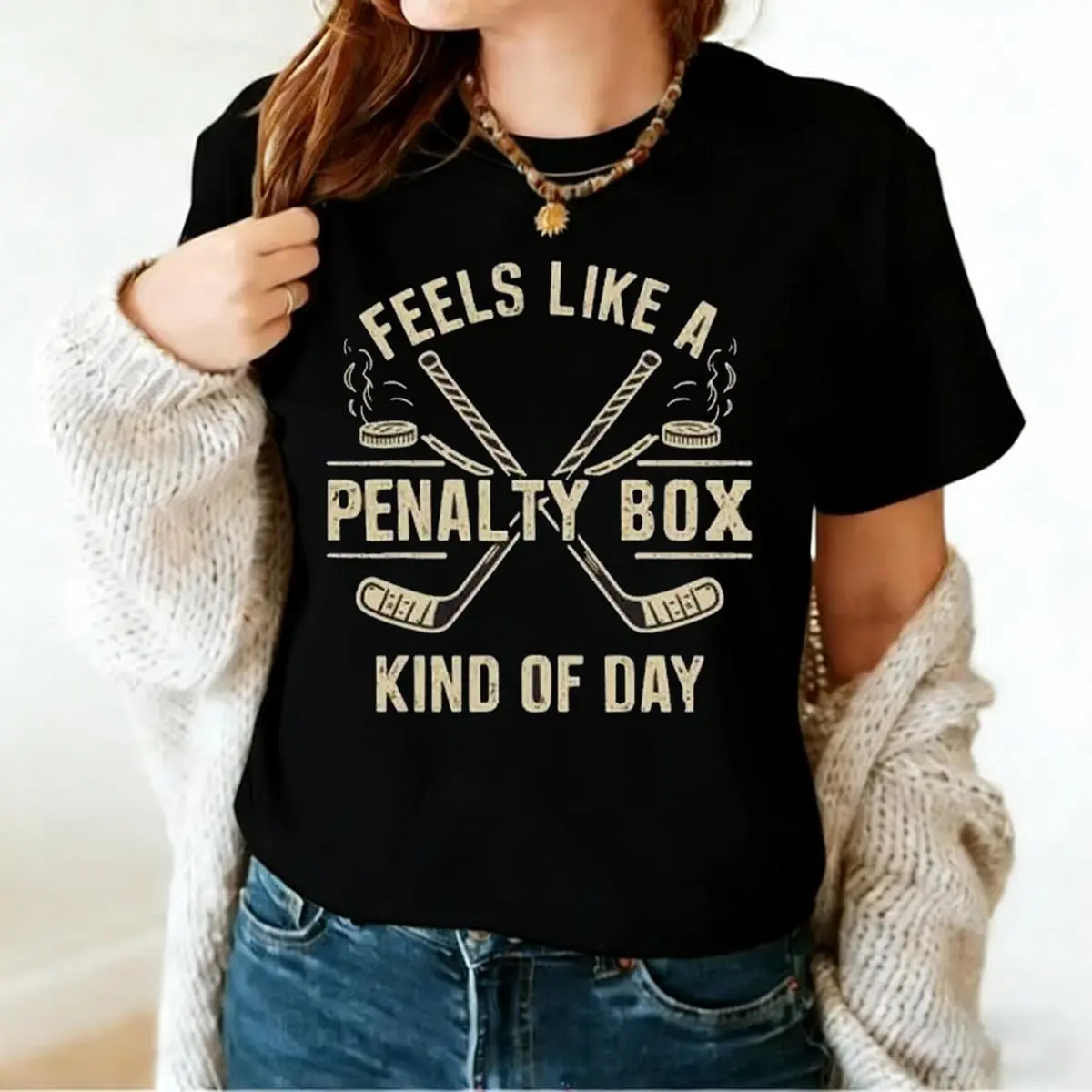 Women's Fitted Soft Cotton Printed Hoodie - Lady's Streetwear Top with Humor Graphics for Hockey Enthusiasts, Gym & Everyday Casual Use