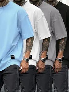 Men's Classic Solid Color Short Sleeve 4-Pack, Round Neck T-Shirts, Loose-Fit Casual Wear Streetwear, Summer Essential Outdoor Clothing