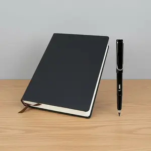 Black A6 Notebook and Inkless Pencil Bundle, 1 Count Pu Leather 660-page Sketchbook with 1 Count Reusable Inkless Pencil for Writing and Drawing, Doodle Pad