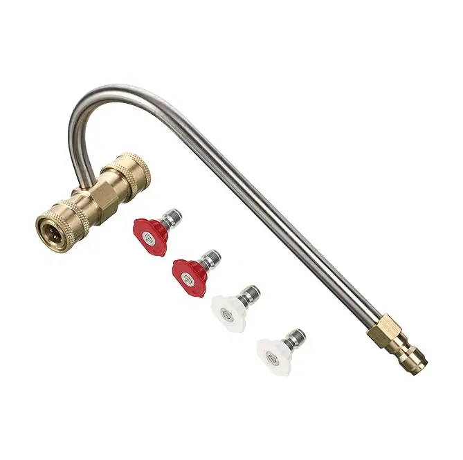 Tool Daily Heavy Duty Pressure Washer Gutter Cleaner Attachment - 1/4 in Quick Connect, 4 Nozzle Tips (2 White), 4000 PSI, Pressure Washer Accessories, Holiday Gift Option