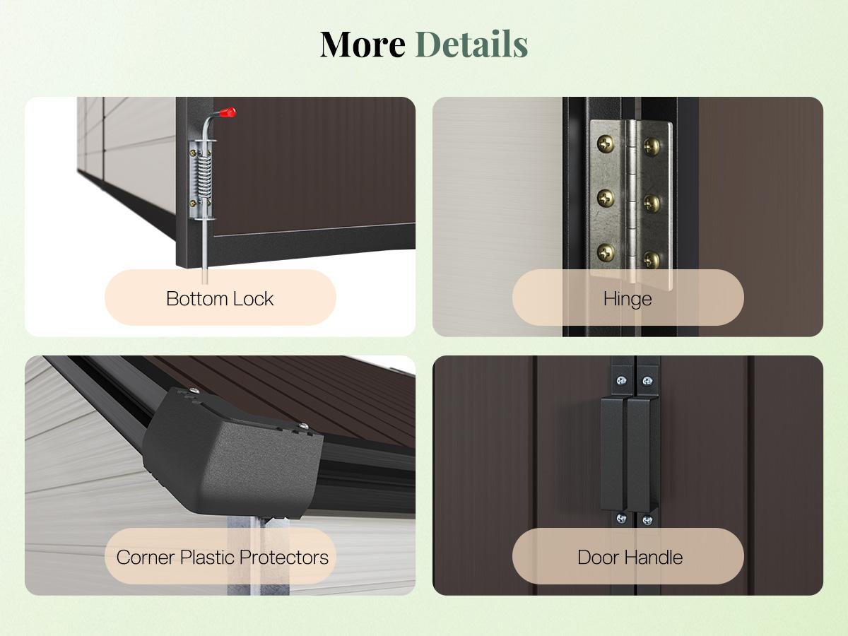 [Ships in 4 Boxes] AMERLIFE 8x13.5 FT Resin Storage Shed with Floor, Lockable Outdoor Storage Shed with Windows, Vents, All-Weather Use Plastic Structure for Garden, Backyard, Patio, Lawn – White & Brown