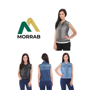 Women's Chest Flap Pockets Vest Ladies Coat Casual Jean Sleeveless Denim Jacket