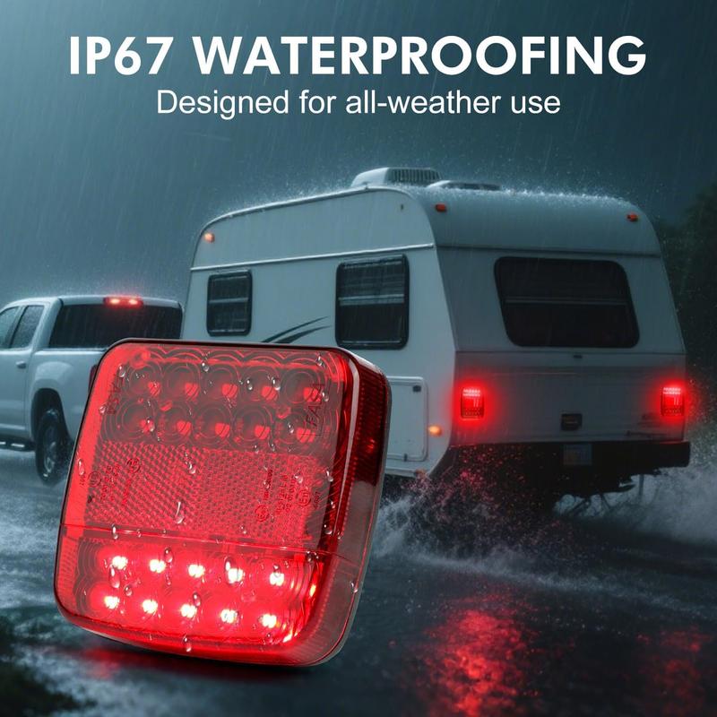 Wireless Magnetic LED Trailer Light, Ip67 Waterproof Rechargeable Wireless Trailer Tow Lights Kit with 7 Pin Plug, Tail Stop Turn Signal License Plate Lights for 12V RV Pickup Trucks Marine Boats