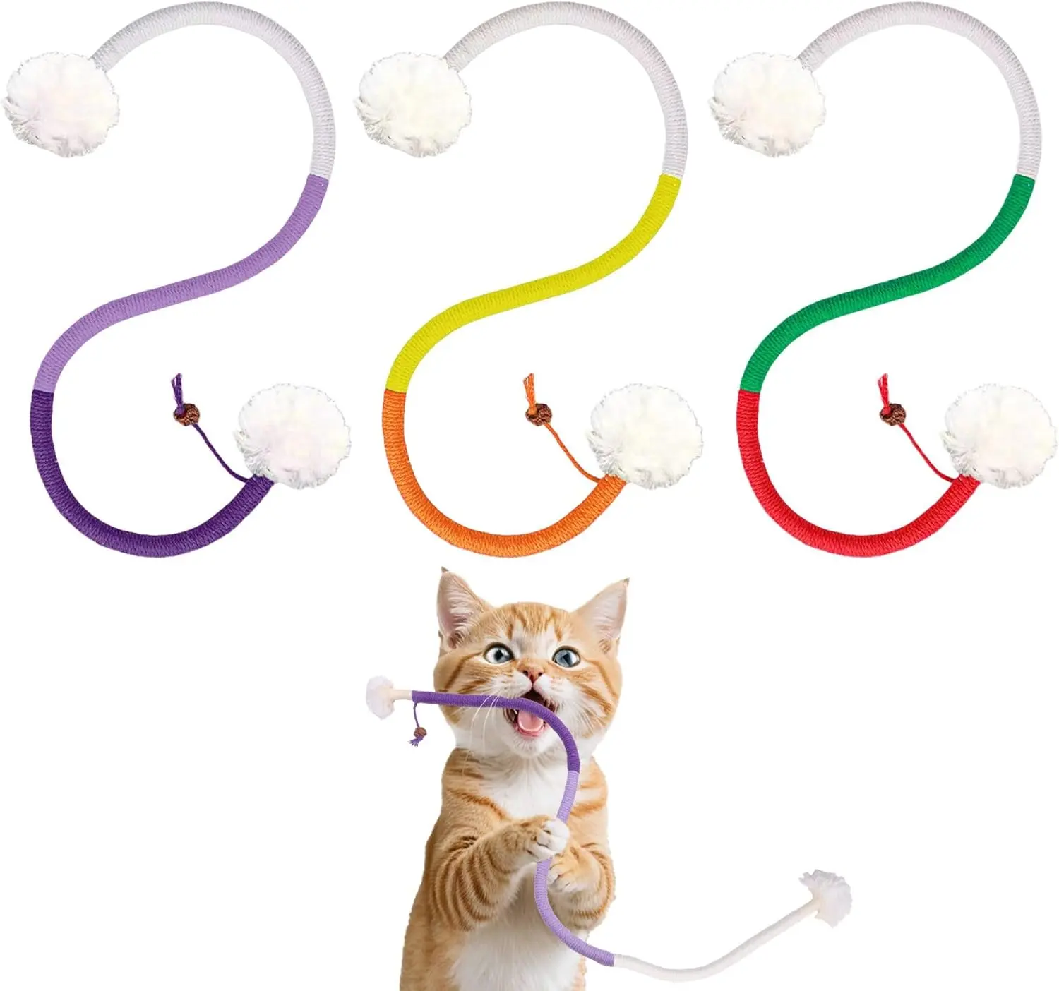 Cat Catnip Toys 3 Pack Silvervine Chew Rope Interactive Toys Teeth Cleaning Indoor Cats Kitten Scratch Toys