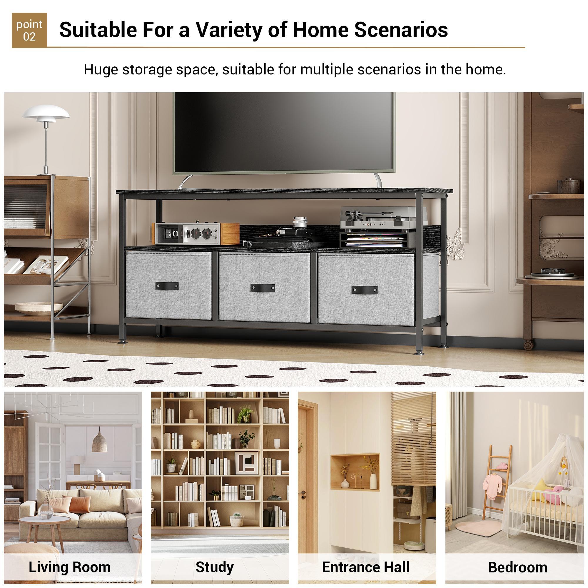 Modern TV Stand Entertainment Center for TVs Up to 55 Inch, Media Console Cabinet with Shelves & Drawers, Versatile TV Console for Living Room, Bedroom & Small Spaces Modern TV Stand Entertainment Center for TVs Up to 55 Inch, Media Console Cabinet with Shelves & Drawers, Versatile TV Console for Living Room, Bedroom & Small Spaces