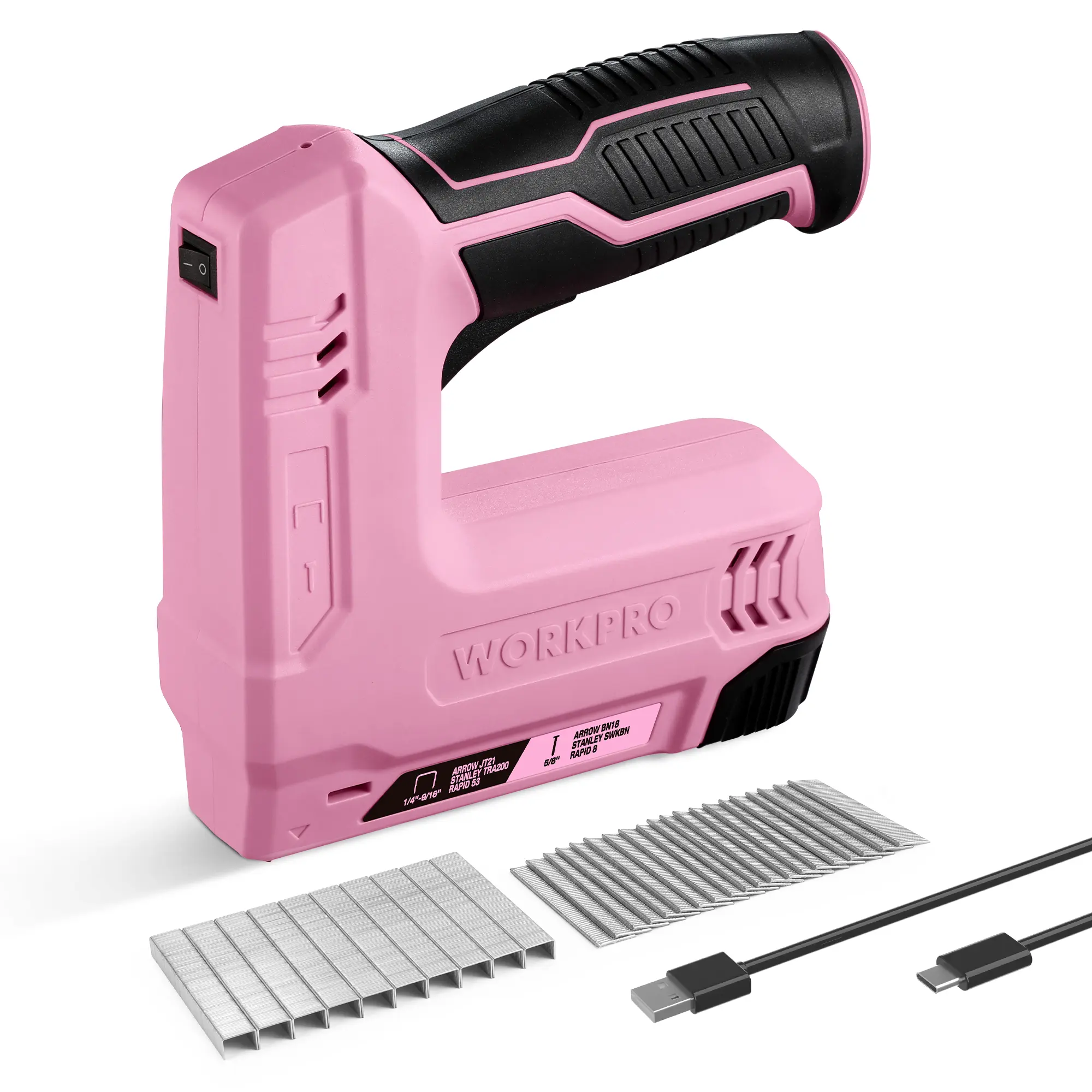 #fathersdaygift WORKPRO 3.6V Power Electric Cordless 2-in-1 Stapler, 2.0Ah Battery Powered Stapler for Upholstery, Crafts, DIY, Including USB Charger Cable, 2000-COUNT of Staples and Nails, Grey