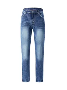 Men's American Casual Street Vintage Slim Fit Elastic Jeans Pants, New Fashion Snowflake Denim Long Trousers for All Seasons