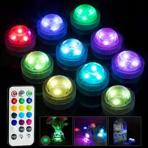 Mini Waterproof LED Submersible Light with Remote Control, RGB Color Changing Tea Light for Weddings & Parties, Ideal for Centerpieces and Halloween Décor
