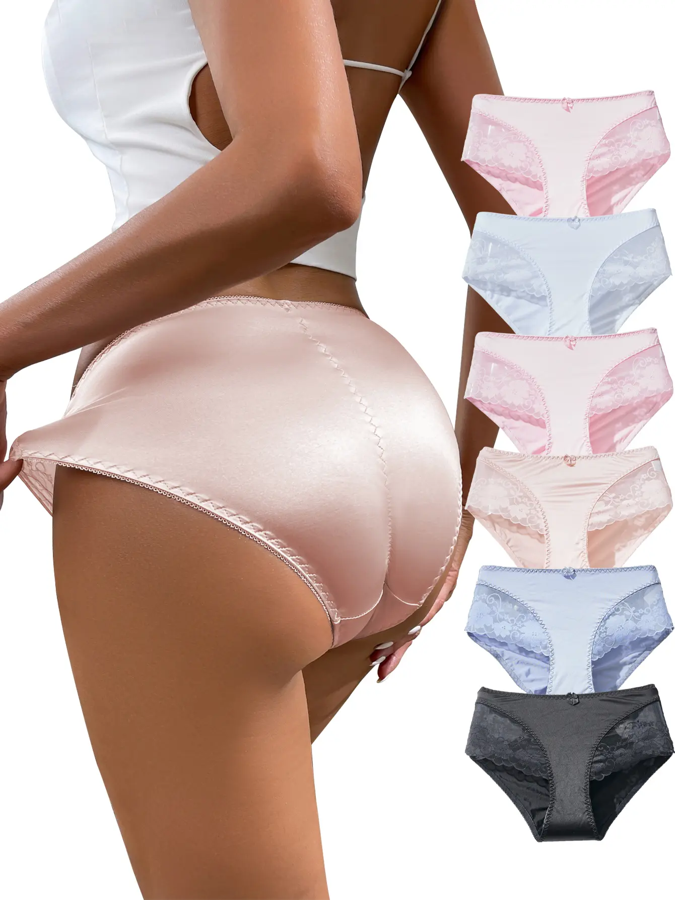 DORSU 6PCS Soft Ice Silk Comfortable Breathable Women's Underwear High Waist Solid Color Briefs Suitable For Daily And Party Wear Style Everyday underwear for women Panties Womenswear Comic Bridal