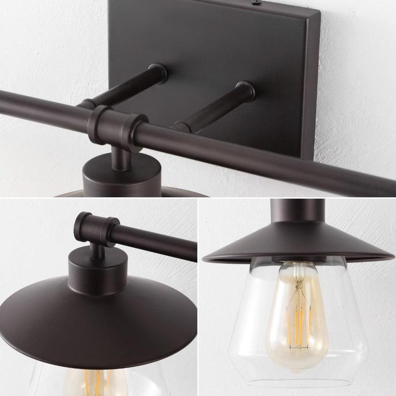 JONATHAN Y Avalon 26" 3-Light Farmhouse Cottage Vanity Light with Bathroom Hardware Accessory Set