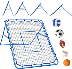 Winthai 5x4FT Baseball Soccer Rebounder Pitchback Net with 2 x 6-Angle Quick Adjustments, Target Ribbon for Precision, Easy Quick Setup,Ideal for Volleyball Softball Lacrosse and Sport Training Football Equipment