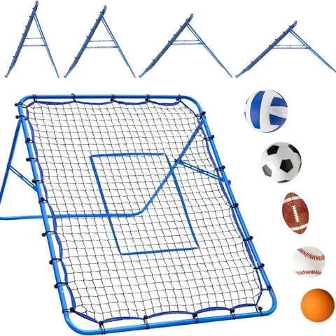 Winthai 5x4FT Multi-Sport Rebounder Pitchback Net with Steel Frame, 12 Adjustable Angles, Adjustable Targets, Compact Foldable Design, Easy Quick Setup, 1-Month Support, Ideal for Any Level Baseball Athletes for Indoor/Outdoor Volleyball/Lacrosse Practice
