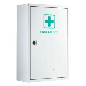 3-Shelf First Aid Cabinet Wall Mounted Medical Storage Box With Adjustable Shelves, Durable Metal Cabinet For Emergency Medical Supplies, Home Clinic Hospital Office Organization, Secure Locking Steel Cabinet For Safety