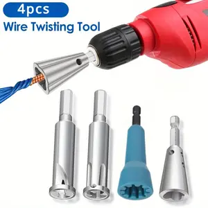 4PCS Wire Twisting Tool,Wire Nut Twiter for Drill,Spin Twist Wire Connector Socket,Wire Connector Driver with 1/4" Chuck,Wire Stripping and Twisting Tool for Cable Quick Stripping