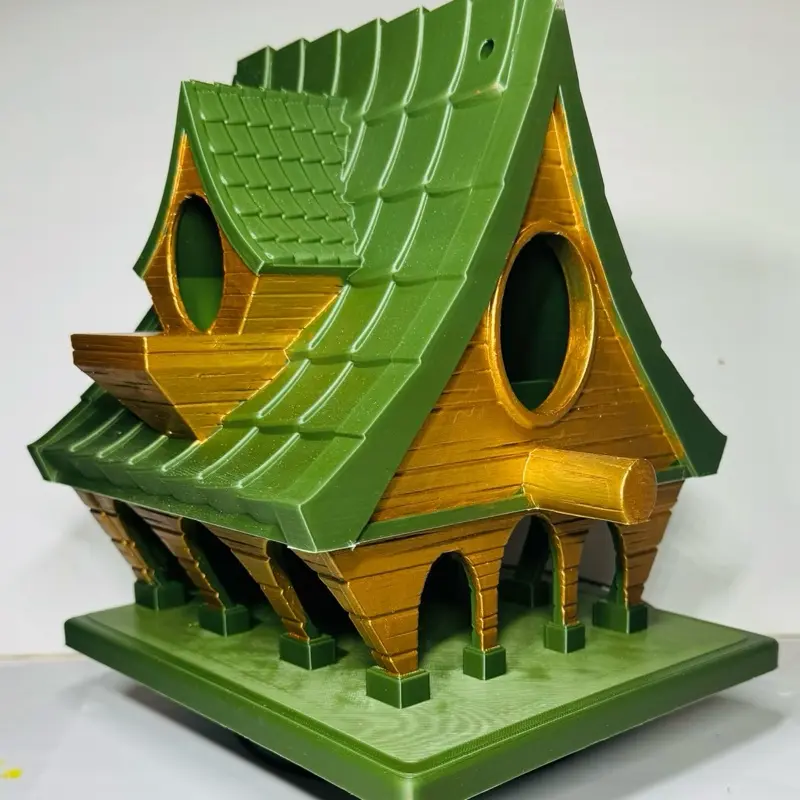 Bird Mansion Bird House for Small & Medium Birds 3D Printed with Unique Design Durable Construction 10x10x8 Inches Eco-Friendly PLA Made in USA