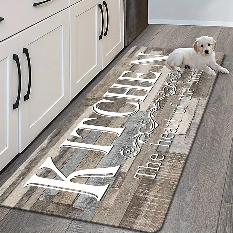 PINSOUL Premium Non-Slip Kitchen Rug - Thick Fabric+Rubber Sponge Padding, Durable, Easy-Clean, Hand-Washable, Low Profile, Anti-Slip Grip Indoor Mat (1 pc) for Home Kitchen, Entrance, Non Slip Rugs, Anti-Slip Grip Kitchen Rugs, Home Decorative Rug