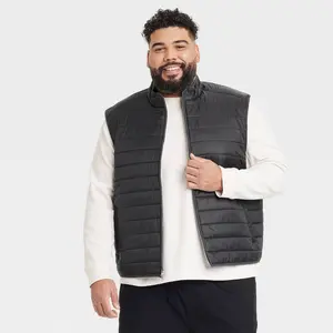 Men's Big & Tall Comfort Wear Vest - Goodfellow & Co Black 2XLT: Lightweight Nylon Puffer, Full Lining, Hidden Pocket