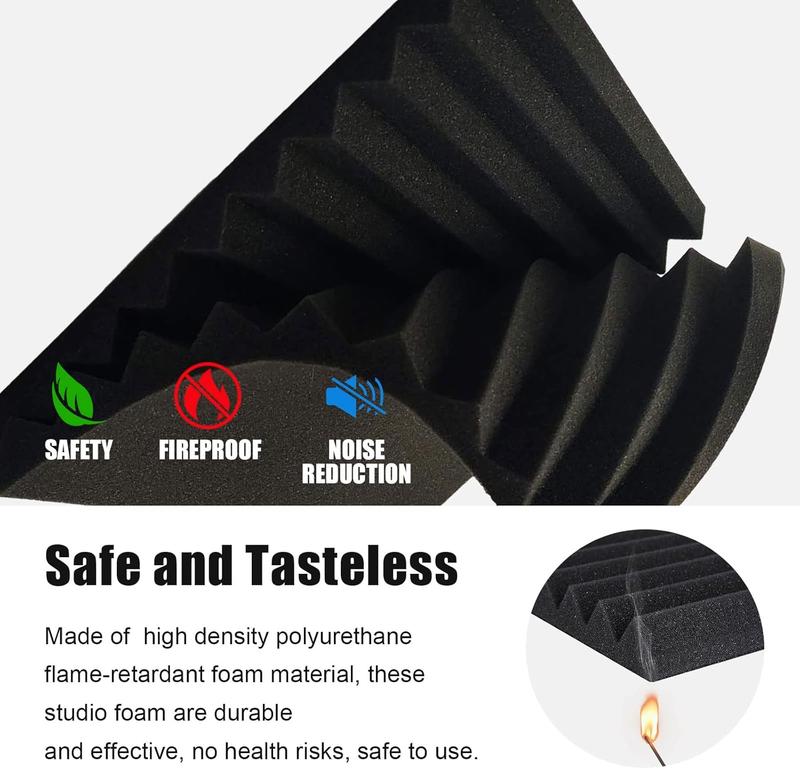 Sound Proof Foam Panels 48 Pack 1"x12"x12" Fireproof Acoustic Treatment High-Density Polyurethane Wedge