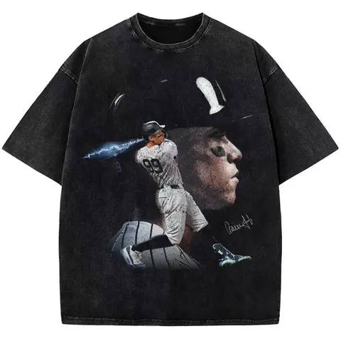 Aaron New York Custom Comic Style Baseball Custom Graphic T-Shirt Crewneck Cotton Menswear Top