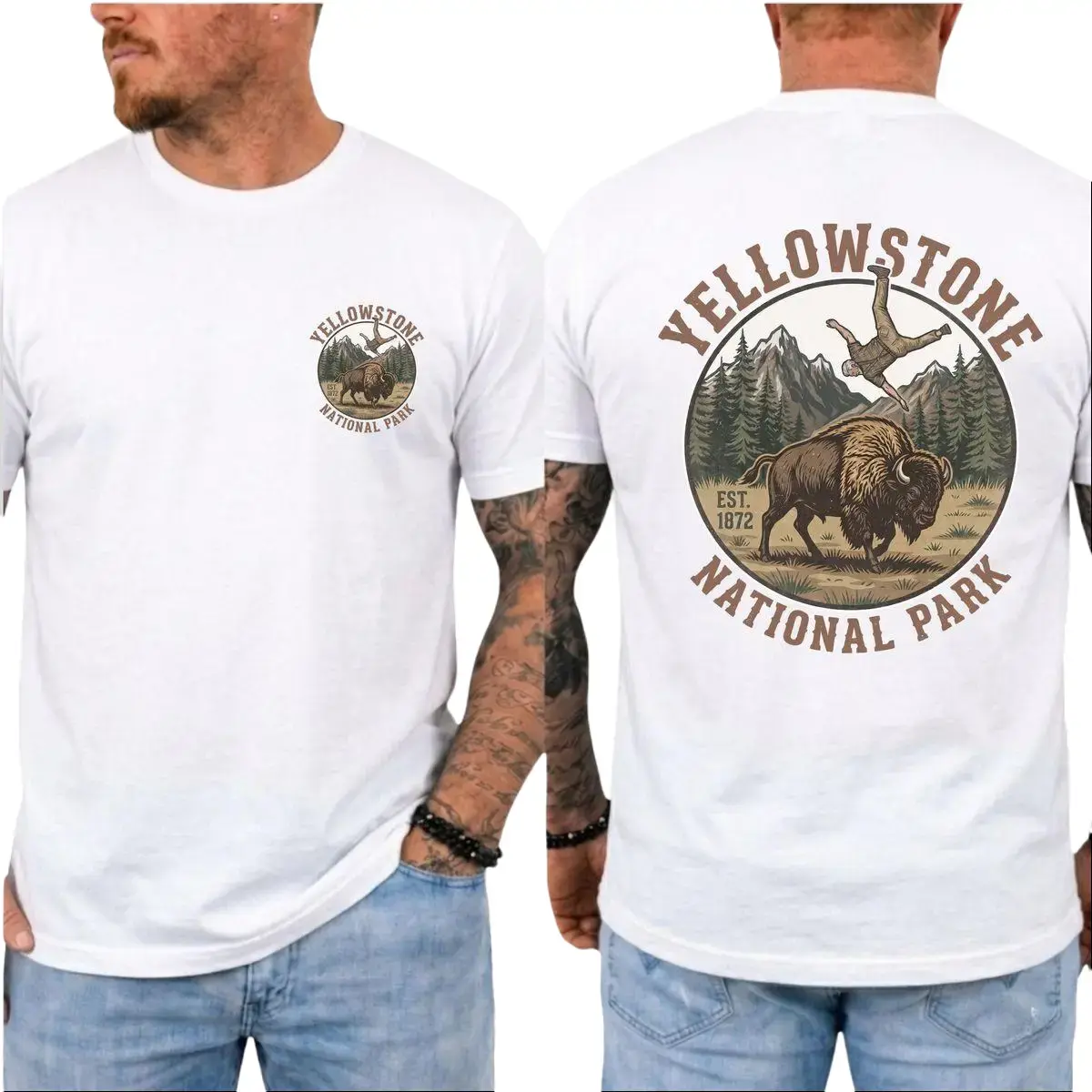 Vintage Graphic Yellowstone Bison T-shirt, Funny National Park Graphic Tee, Do Not Pet The Fluffy Cows Shirt, Bye Son Tee, Unisex Short Sleeve Tee, Graphic Round Neck Tee Classic Tshirt