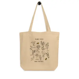 Save The Bees Tote Bag - Plant These - Eco-Friendly
