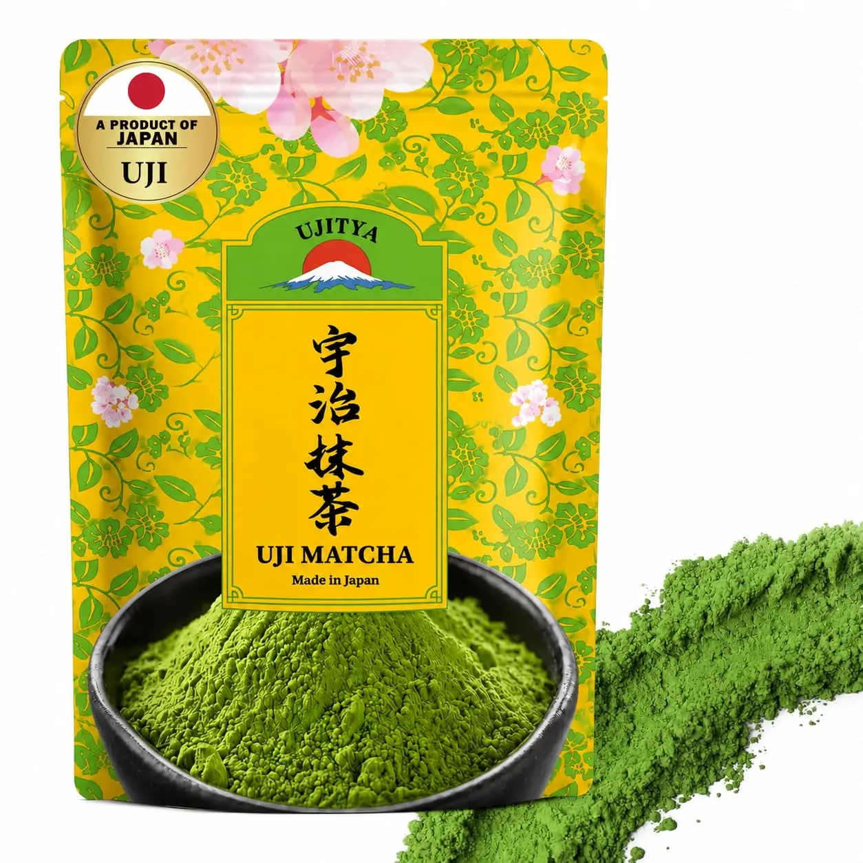 Ceremonial Grade Uji Matcha Powder - Stone-Ground from Kyoto Japan, Umami-Rich for Tea Ceremony Vibrant Green (1.06oz/30g) Zero Sugar Vegan 0 Calories