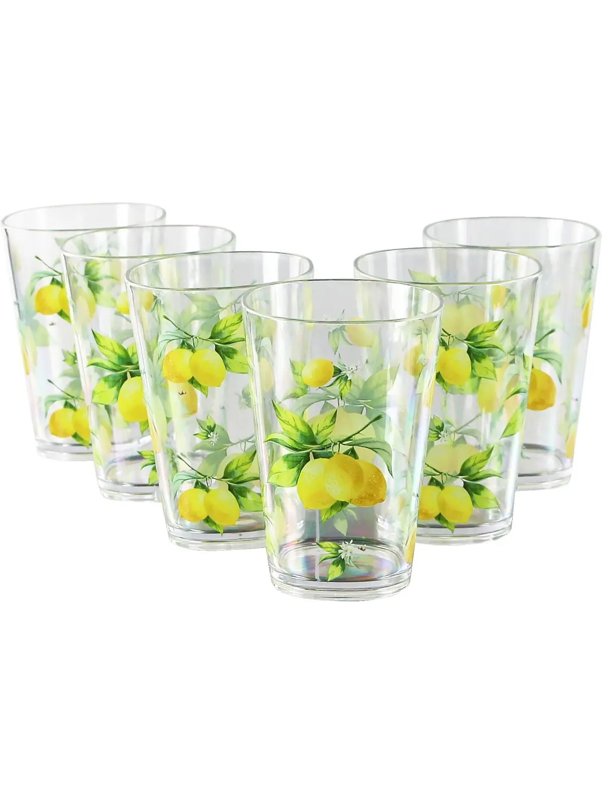 6pc Acrylic Drinkware Set 8oz Fresh Lemons