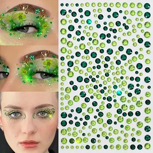 325pcs Gradient Face Gems, Sparkly Self-Adhesive Diamond Stickers, Facial Makeup Accessories, Hair Design Decorations, Party Festival Cosmetics