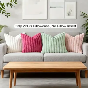 Set of 2 Throw Pillow Covers Soft and Cosy Velvet Pillow Covers Faux Rabbit Fur Sofa Cover Sofa Bed Chair Home Decor Pillow Covers Soft Furry Cushion