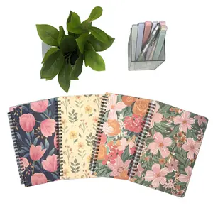 4 Pack 160 Lined Page Spiral Hardcover Floral Notebook - Perfect Size for Note-Taking