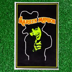 Marilyn Manson Top Hat Flocked Poster Black Light Rare 1996 Scorpio NOS #1694