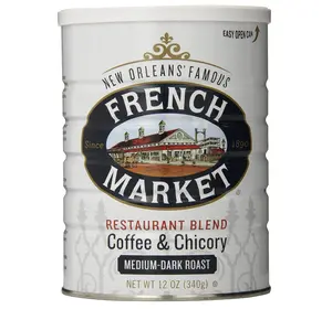 French Market Coffee & Chicory Restaurant Blend Medium-Dark Roast Ground Coffee, 12oz Can (Pack of 1)