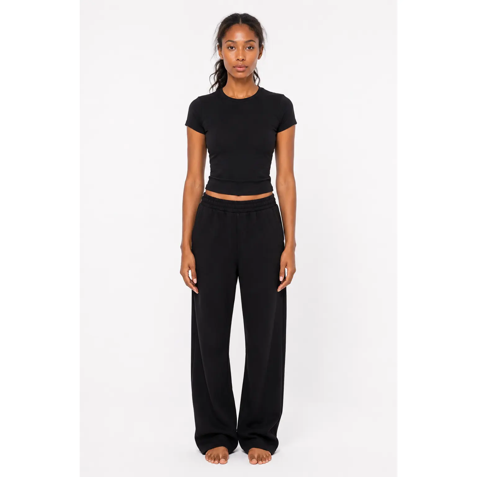 Women's Black Straight-Leg Sports Sweatpants, for Gym, Running (Sports & Outdoor Bottoms)