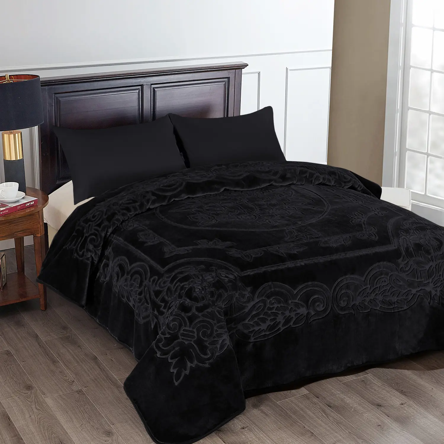 Embossed Raised Texture Plush Flannel Blanket, 7 Solid Colors Thick Soft Warm Bedding Throw, Floral Pattern Blanket for Bedroom Sofa - Ideal Birthday Gift