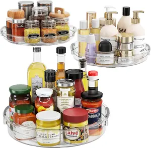 3 Pack Lazy Susan Organizer Turntable for Cabinet, Pantry Organizers and Storage, Rotating Condiment Organizer for Kitchen, Table Top, Fridge, Countertop, Spice Organization, 10.6''