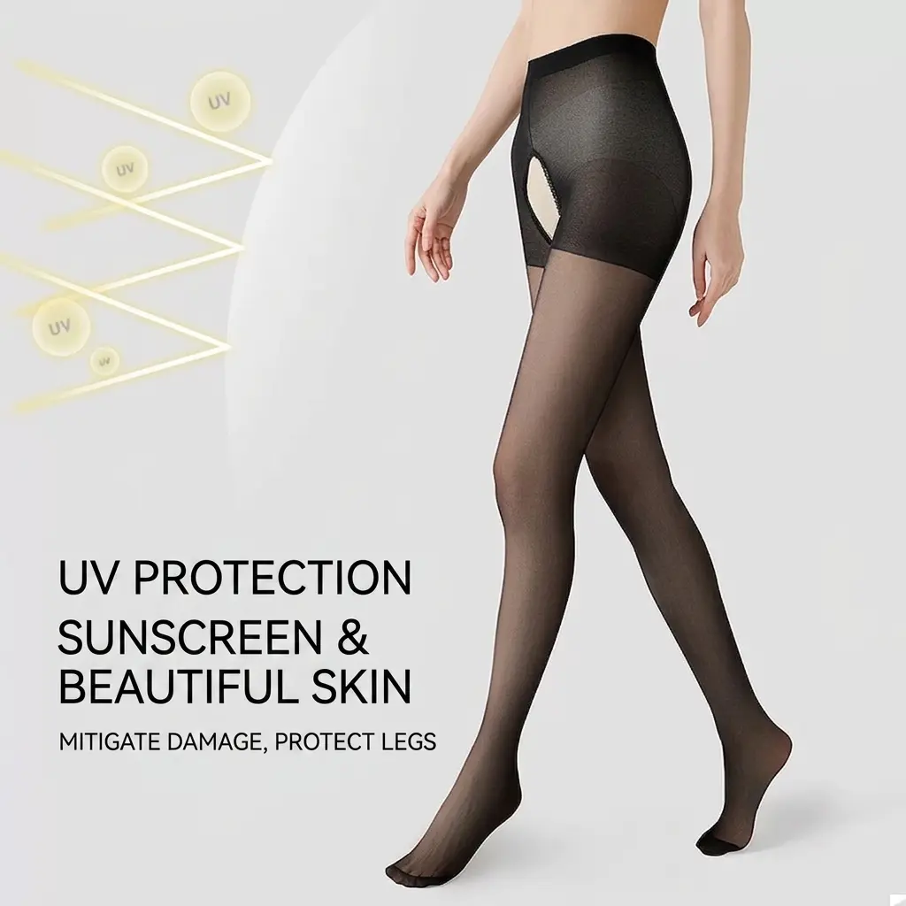 SilkVora Women's Sheer Crotchless Pantyhose Open Crotch Stretchy Tights