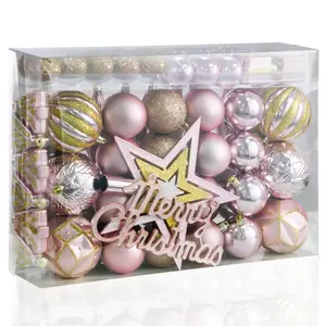 Christmas Balls Ornaments 88 Pcs Decorations for Christmas Tree, Shatterproof Hanging Ball Variety Gift Set of Holiday Party Wedding Decoration (Rosegold)