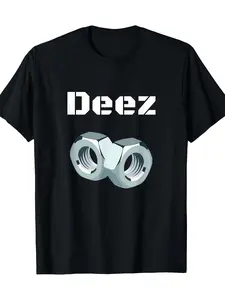 100% Cotton Summer t Shirts 100% Cotton Funny "Deez Nuts" Graphic T-Shirt, Men's Casual Crew Neck Short Sleeve Tee with Geometric Design