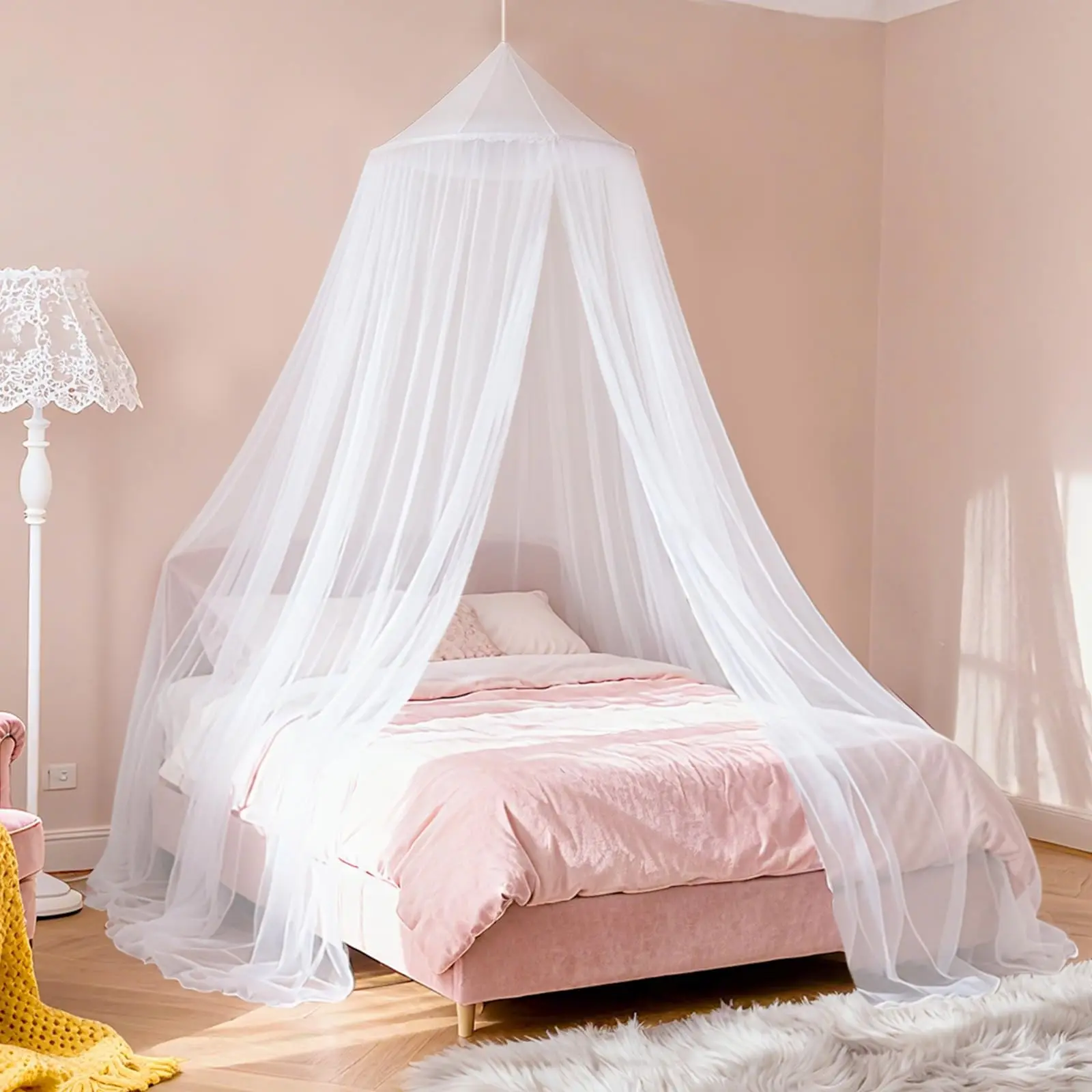 Decor Baby Crib Mosquito Net, Girls Princess Charming Canopy Bed Curtain, Breathable Anti-Mosquito Protection Tent, Fairy Nursery Bedroom Decoration