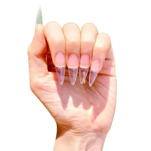 Medium Almond Half cover non C-curve straight nail tips