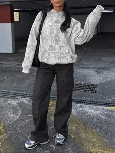 Women's Fall Winter Vintage Fashion Long Sleeve Hoodie, Trendy Street Style Casual Comfortable Sportswear, Camouflage Branch Print Pullover Sweatshirt