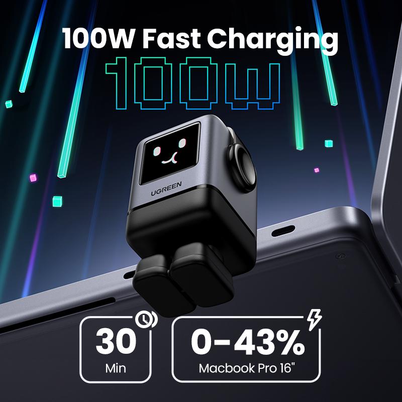 UGREEN Uno 100W/65W/30W/USB C Charger 3/4-Port Robot GaN Fast Charger PPS PD3.0 for iPhone 17 16 15 14 Pro Max, Galaxy S24/S23 Ultra, Fast Charge for Laptop Macbook Air-Black Friday Electronic Charging,TikTokShopBlackFriday ,TikTokShopJumpstartSale
