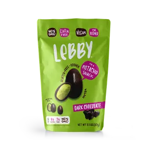 Lebby Snacks, Chocolate Covered Pistachios, Dark Chocolate, 3.5oz, 6 pack Bonbon Crunchy